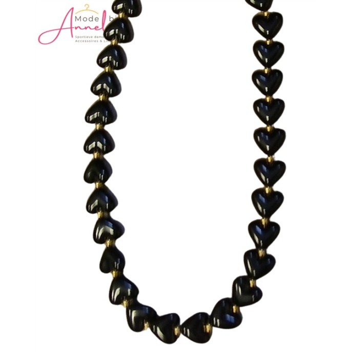 Sweet7 Ketting kort hartjes 101240602 Zwart Sweet7 Ketting kort hartjes 101240602 Zwart